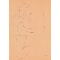 Wall art print, canvas and poster by Egon Schiele,The Kiss
