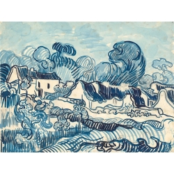 Tableau toile, affiche, poster van Gogh, Paysage avec maisons