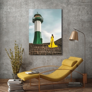 Fashion wall art print, canvas, poster. Under the lighthouse