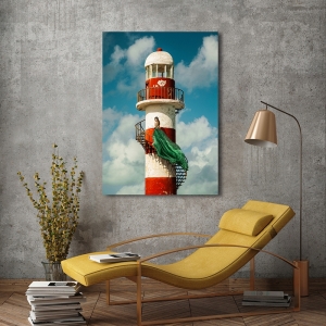 Fashion wall art print, canvas, poster. On the lighthouse
