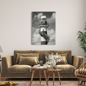 Fashion wall art print, canvas, poster. On the lighthouse BW