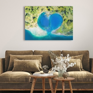 Tableau sur toile, affiche, Atoll en forme de cœur, Fidji