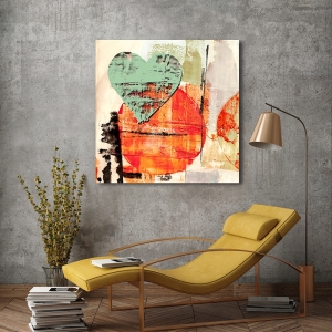Tableau moderne sur toile, affiche, Pop Love 1 (Cœur+Soleil)