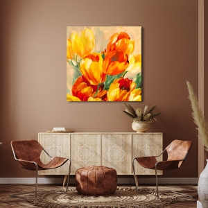 Cuadro flores abstractos, lienzo, poster, Stone, Tulipanes al sol I