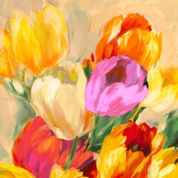 Cuadro flores, lienzo, poster, Stone, Tulipanes coloridos I