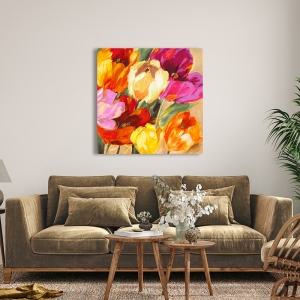 Floral wall art print and canvas. Jim Stone, Colourful tulips II