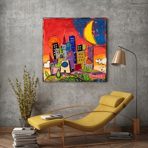 Colorful wall art print and canvas. Wallas, Setting sun
