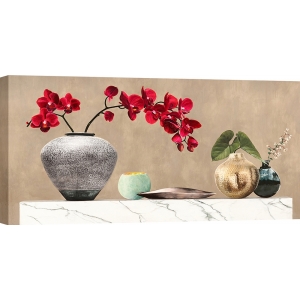 Art print, canvas, Jenny Thomlinson, Red Orchids on White Marble