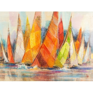 Cuadro en lienzo barcos de vela, Luigi Florio, Regata de colores