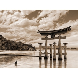 Leinwandbilder, Kunstdruck, Itsukushima-Schrein, Hiroshima, Japan BW