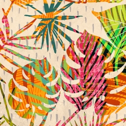 Modern jungle wall art print, canvas, poster, Palm Festoon II