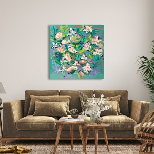 Abstract floral print, canvas, poster, Waterlily Pond by Kelly Parr