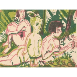 Tableau Kirchner, Femmes nues avec un enfant dans la forêt