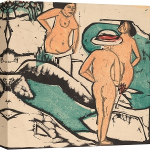 Art print, canvas, Kirchner, Women Bathing between White Stones