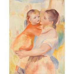 Cuadro en lienzo y poster Pierre-Auguste Renoir, Lavandera y niño