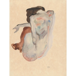 Tableau de Egon Schiele, Nu accroupi avec chaussures et bas noirs