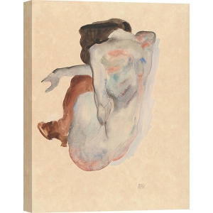 Wall art print, canvas, poster Schiele, Crouching Nude in Shoes