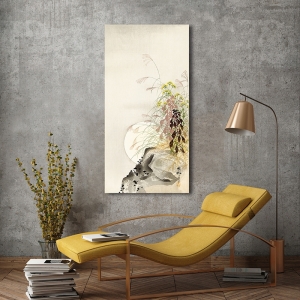 Japanese art print, canvas, poster Ohara Koson, Grass and Full Moon