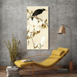 Japanische Kunst Ohara Koson, Myna auf Magnolienzweig