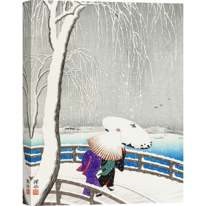 Cuadro Ohara Koson, Dos mujeres en la nieve en el puente de Yanagi