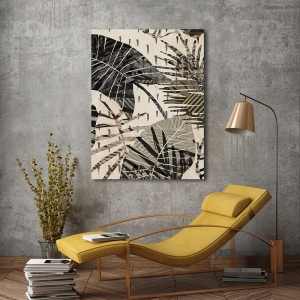Cuadro de hojas, lienzo y poster, Composición de Palmas Grises I