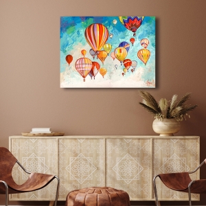 Wall art print, canvas, poster, Luigi Florio, Hot air balloons dance