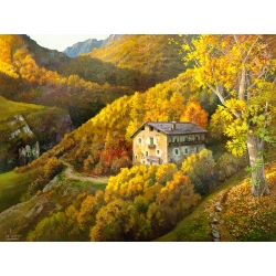 Kunstdruck, Leinwandbilder Haus in den Bergen von Alessio Aprile