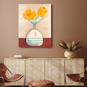 Wall art print and canvas, Vase with tulips I by Pat Dupree