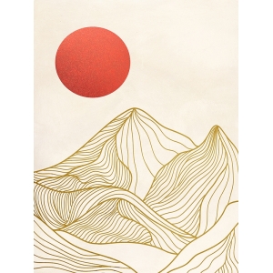 Tableau scandinave, Coucher de soleil sur les montagnes I, Miko