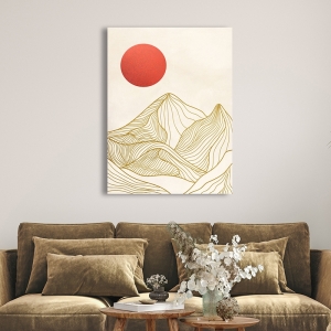Cuadro nórdico moderno, Puesta de sol en las montañas I, Sayaka Miko