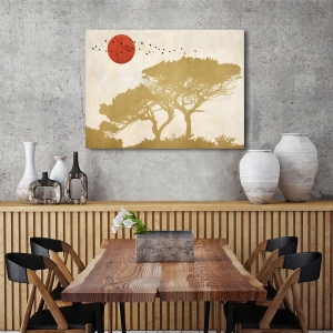 Quadro moderno dorato, Miko Sayaka, Passaggio sopra gli alberi