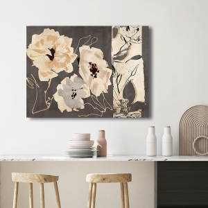 Gray art print and canvas, Earth Flowers I by Kelly Parr