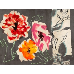 Tableau fleurs modernes, affiche, Neon Flowers I de Kelly Parr
