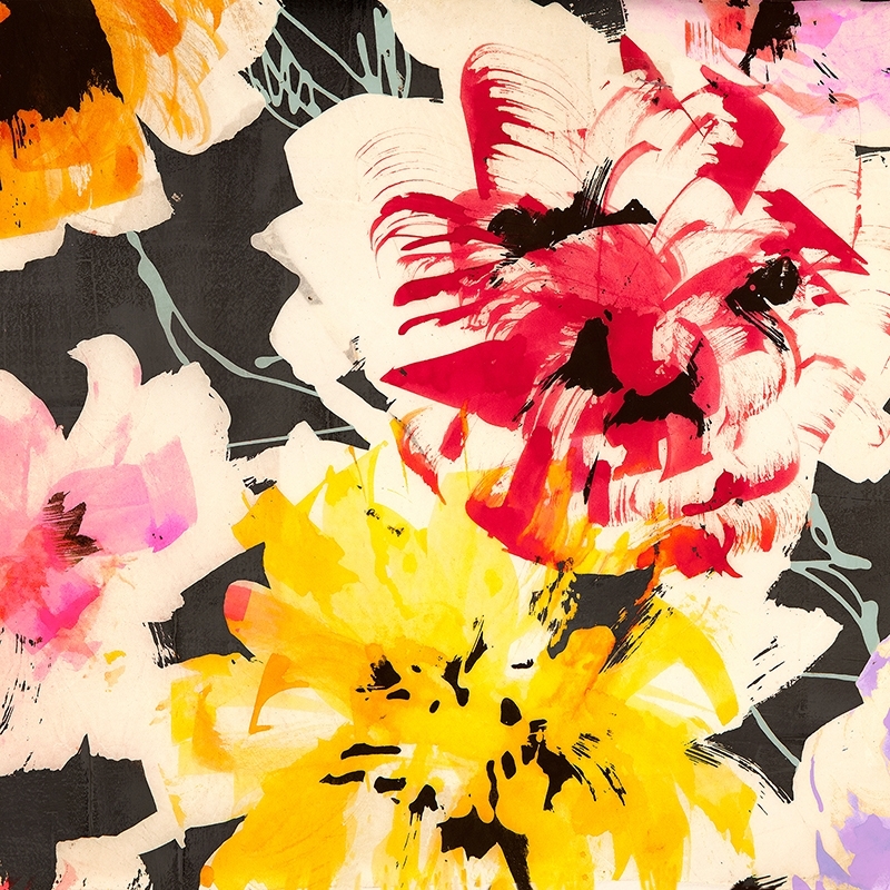 Tableau sur toile, affiche, Neon Flowers II (détail) de Kelly Parr