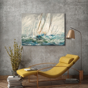 Quadro moderno barche a vela, Luigi Florio, D'acqua e di vento