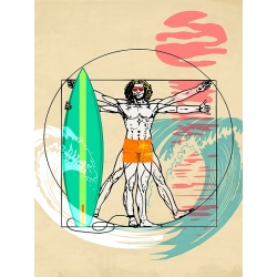 Quadro moderno uomo vitruviano, Steven Hill, Cogito Ergo Surf