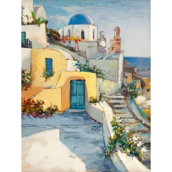 Cuadro en lienzo y lámina enmarcada, El sol de Santorini, Luigi Florio