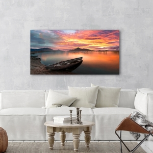 Kunstdruck, Leinwandbilder, Sonnenuntergang an See, Schottland