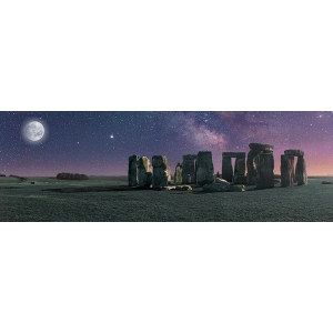 Cuadro en lienzo y lámina enmarcada, Luna en Stonehenge