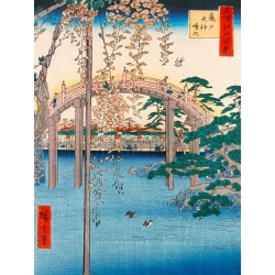 Tableau Glycine, le sanctuaire de Kameido Tenjin, Ando Hiroshige