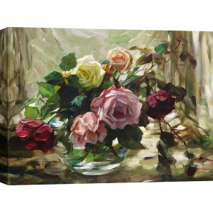 Art print and canvas, Roses on a Tablecloth by Alexander Koester