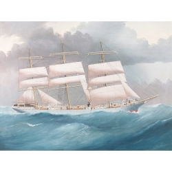 Cuadro clásico con velero, El barco Brynymor en el mar
