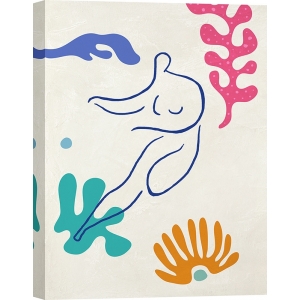 Tableau femme style Matisse, Jouer dans les vagues I