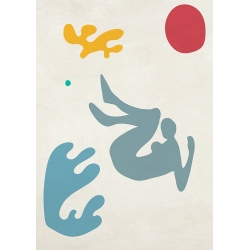 Tableau femme style Matisse, Jouer dans les vagues II