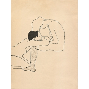 Art print and canvas, Lovers by Egon Schiele