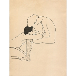 Tableau sur toile, affiche Amoureux de Egon Schiele