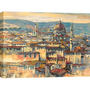 Tableau sur toile, affiche Soleil sur Florence de Luigi Florio