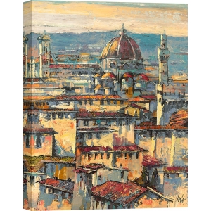 Quadro Firenze, stampa su tela. Luigi Florio, Sole su Firenze (dettaglio)