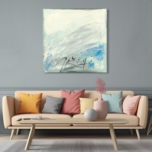 White abstract print and canvas, Aria by H. Romero