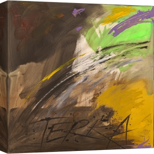 Cuadro abstracto marrón en lienzo y lámina, Terra de H. Romero